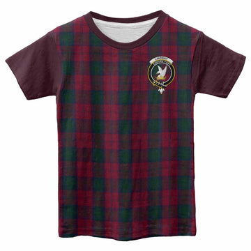 Lindsay Tartan Accent Kid T-shirt with Family Crest