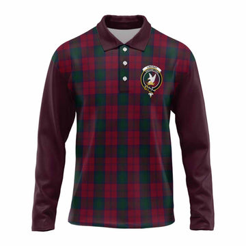 Lindsay Tartan Accent Long Sleeve Polo Shirt with Family Crest