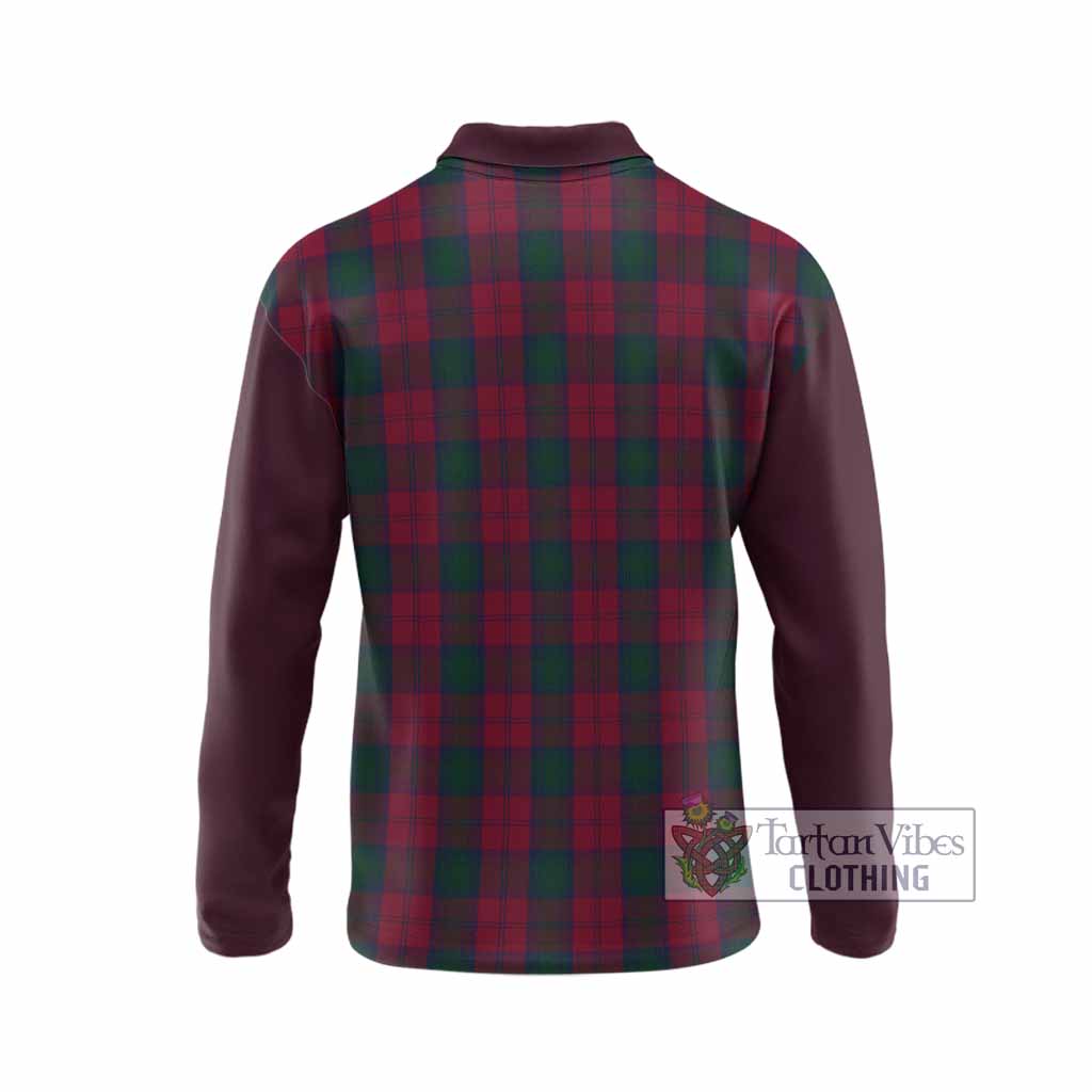 Lindsay Tartan Accent Long Sleeve Polo Shirt with Family Crest