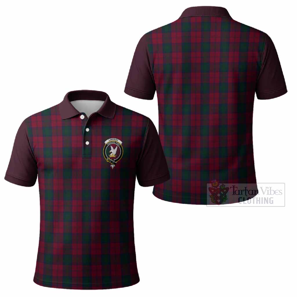 Lindsay Tartan Accent Polo Shirt with Family Crest