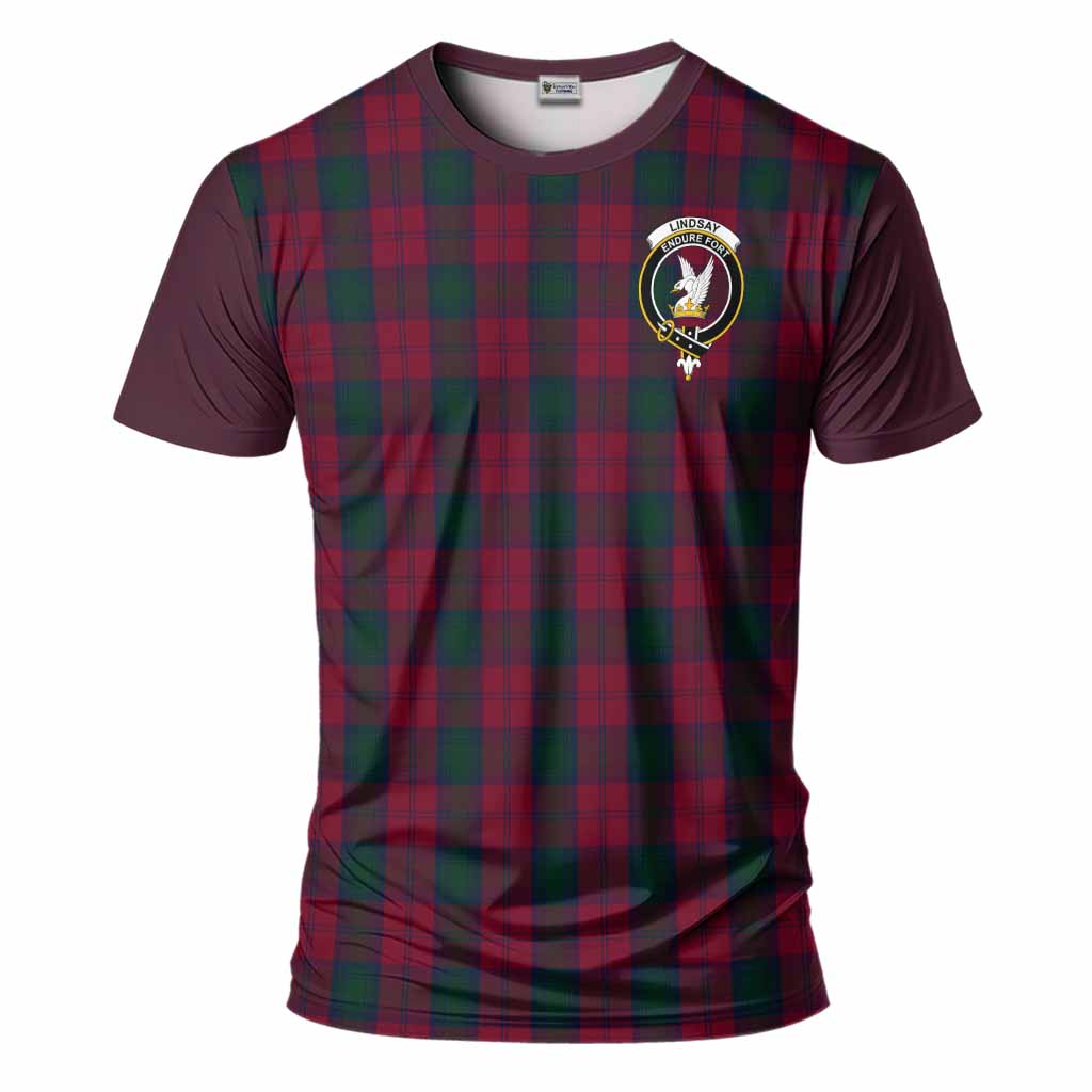 Lindsay Tartan Accent T-Shirt with Family Crest