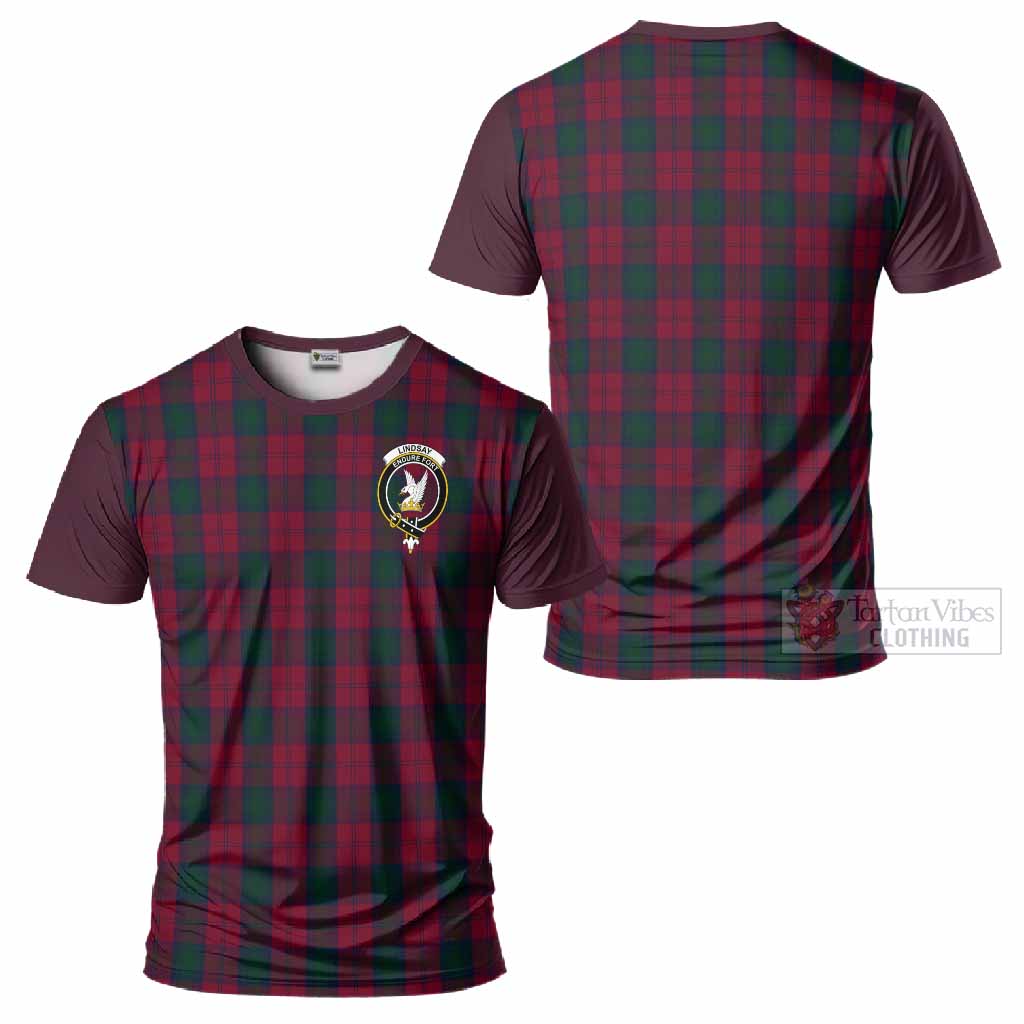 Lindsay Tartan Accent T-Shirt with Family Crest