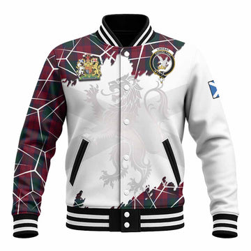 Lindsay Tartan Baseball Jacket with Family Crest and Lion Rampant Grunge Style