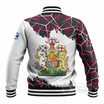 Lindsay Tartan Baseball Jacket with Family Crest and Lion Rampant Grunge Style