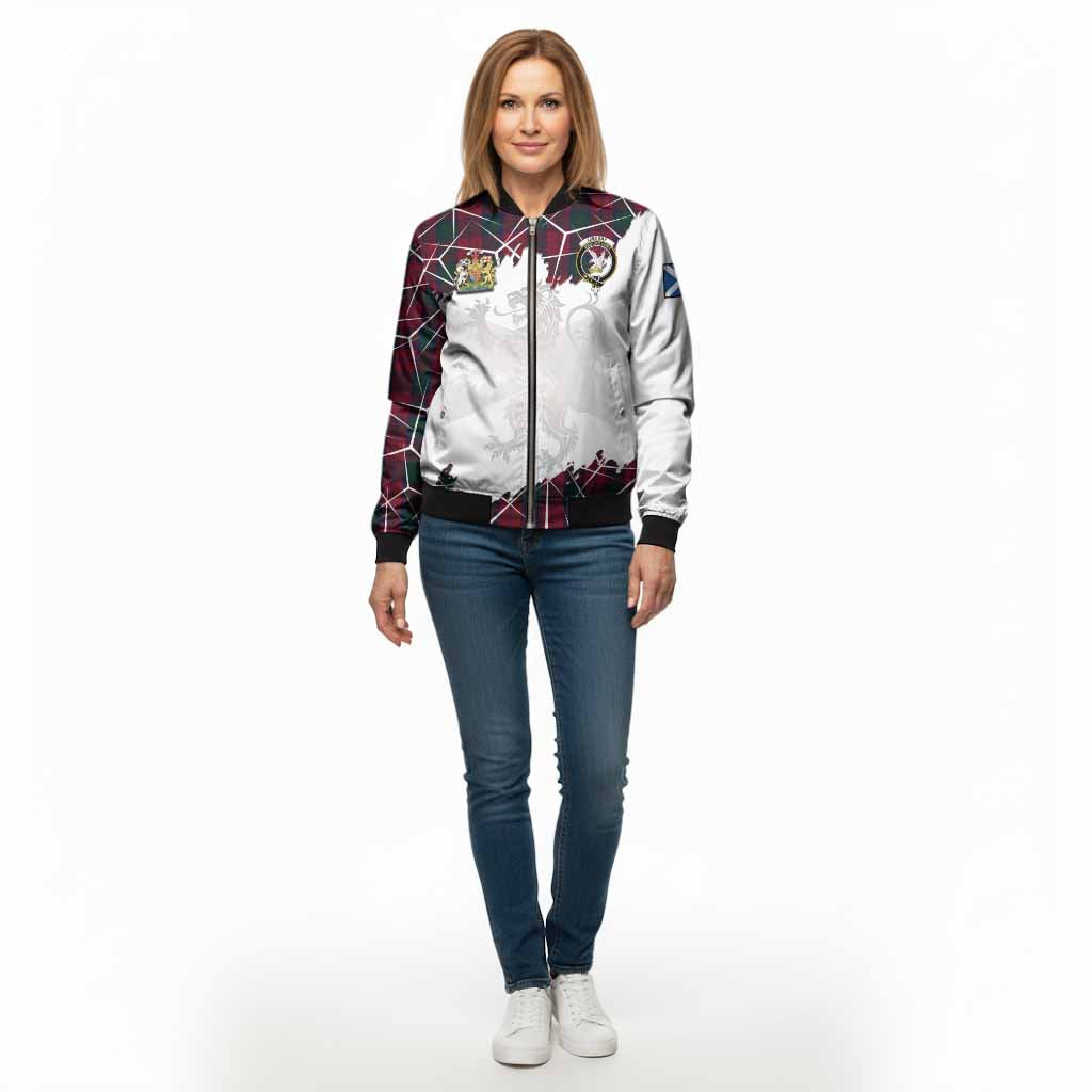 Lindsay Tartan Bomber Jacket with Family Crest and Lion Rampant Grunge Style