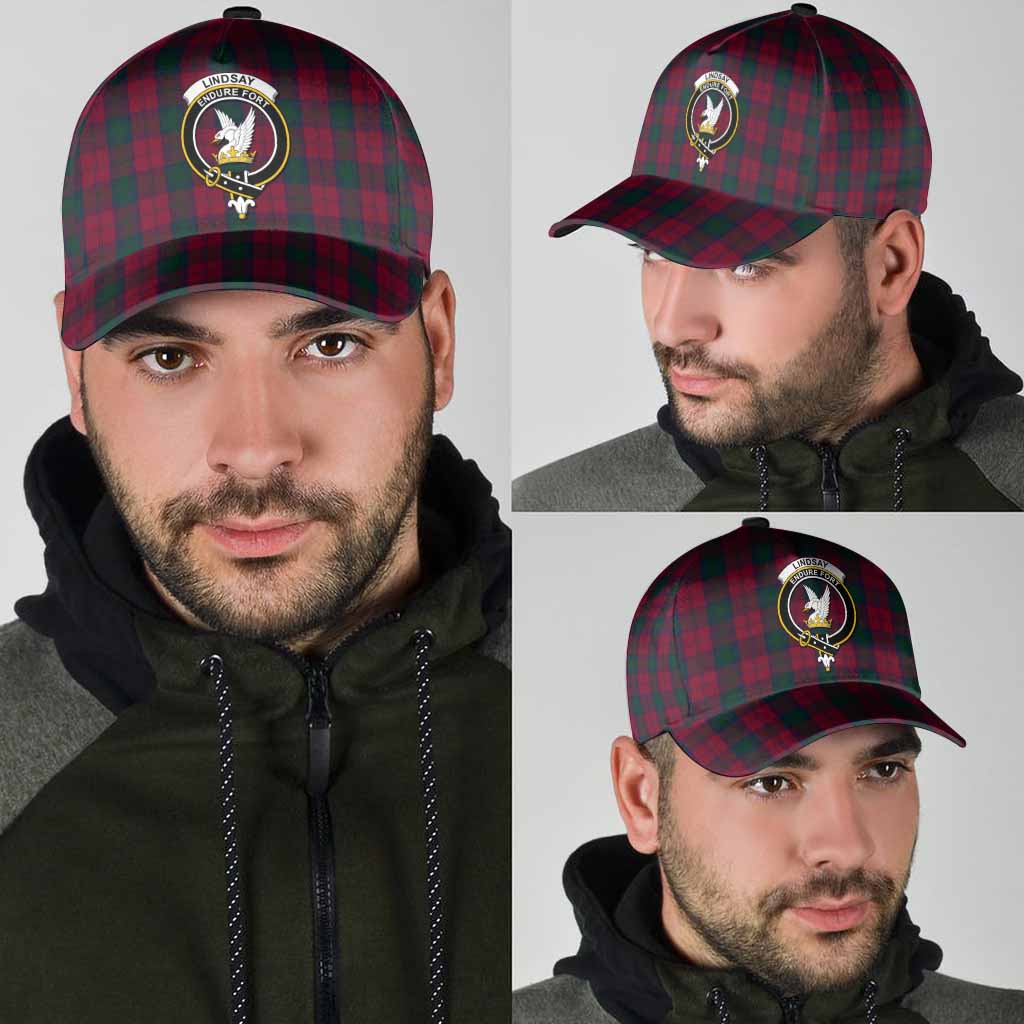 Lindsay Tartan Classic Cap with Family Crest