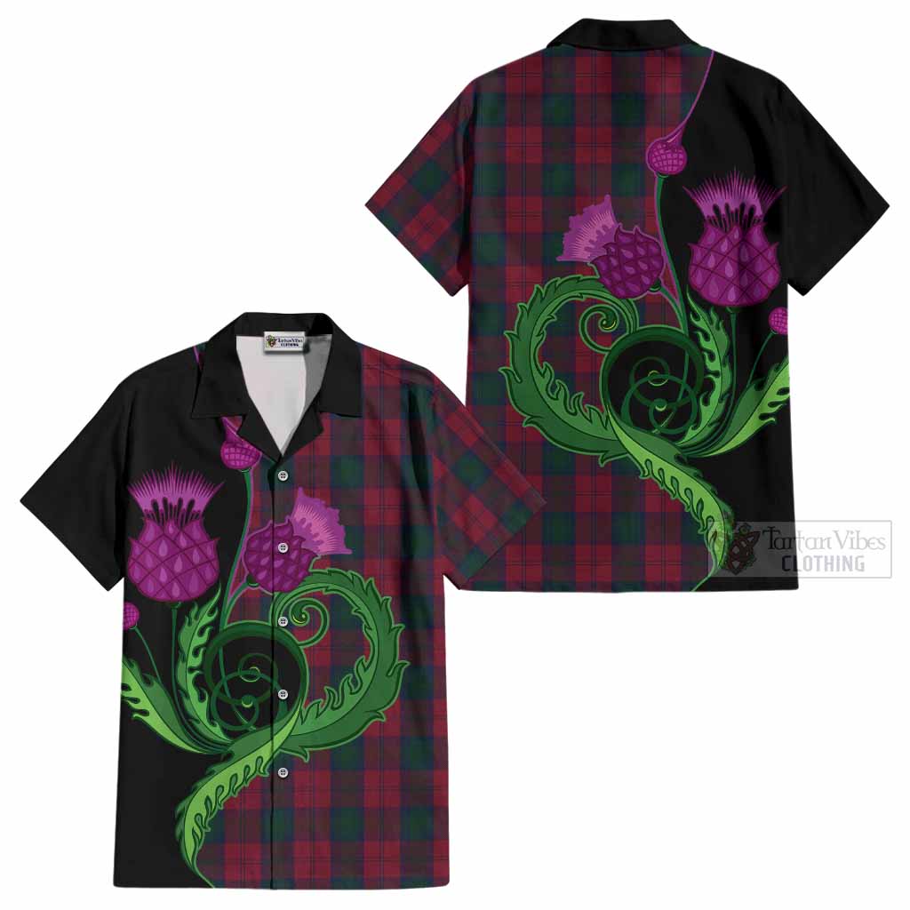 Lindsay Tartan Cotton Hawaiian Shirt Traditional Scottish Thistle