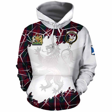 Lindsay Tartan Cotton Hoodie with Family Crest and Lion Rampant Grunge Style