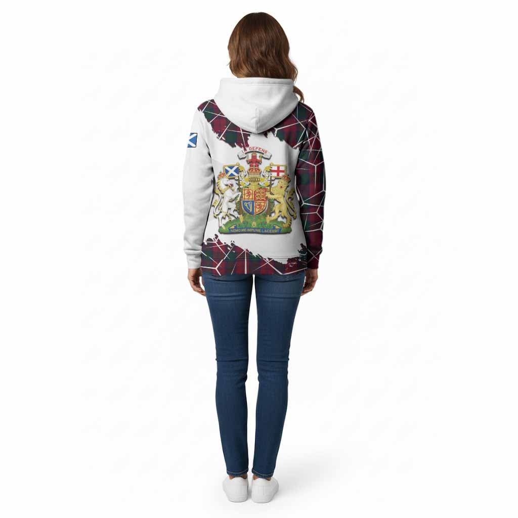 Lindsay Tartan Cotton Hoodie with Family Crest and Lion Rampant Grunge Style