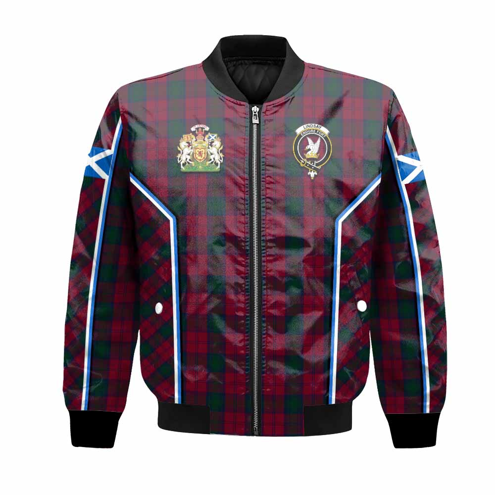 Lindsay Tartan Crest Bomber Jacket Scotland Coat of Arm Flag Style - Tartan Vibes Clothing