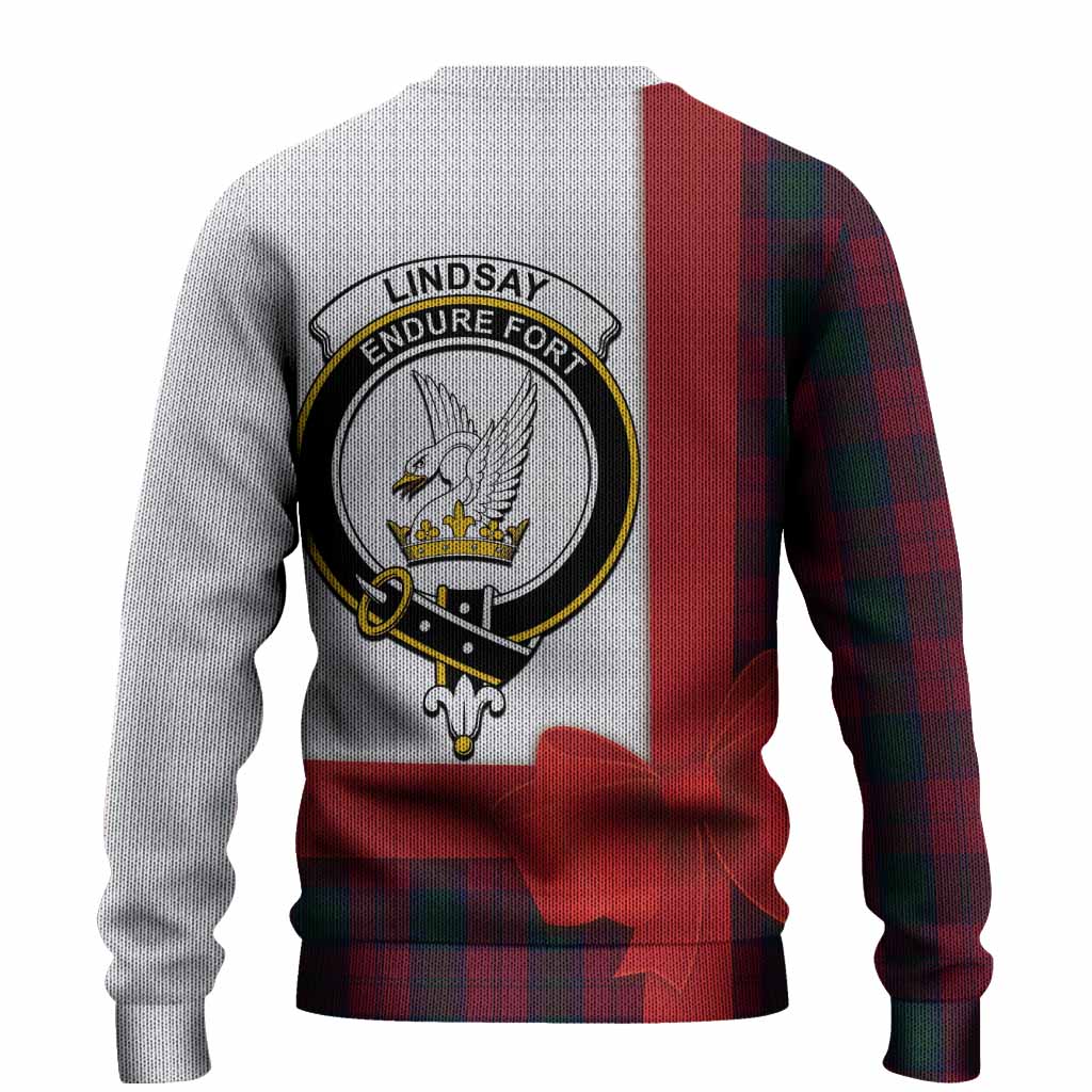 Lindsay Tartan Crest Christmas Christmas Ugly Sweater Highland Cow Bagpipes Coquette Bow Style