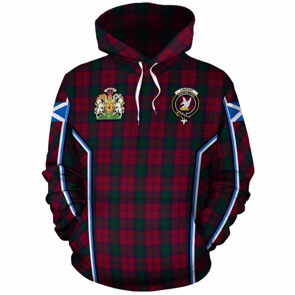 Lindsay Tartan Crest Cotton Hoodie Scotland Coat of Arm Flag Style - Tartan Vibes Clothing