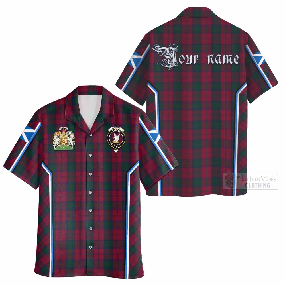 Lindsay Tartan Crest Hawaiian Shirt Scotland Coat of Arm Flag Style - Tartan Vibes Clothing