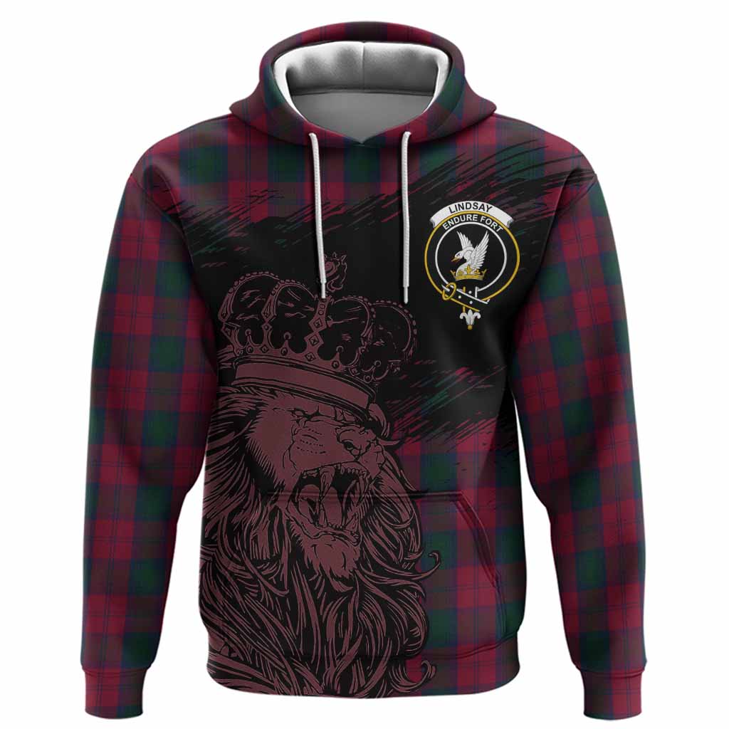 Lindsay Tartan Crest Hoodie Crowned Lion Heritage Style