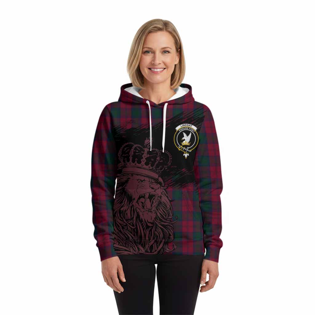 Lindsay Tartan Crest Hoodie Crowned Lion Heritage Style