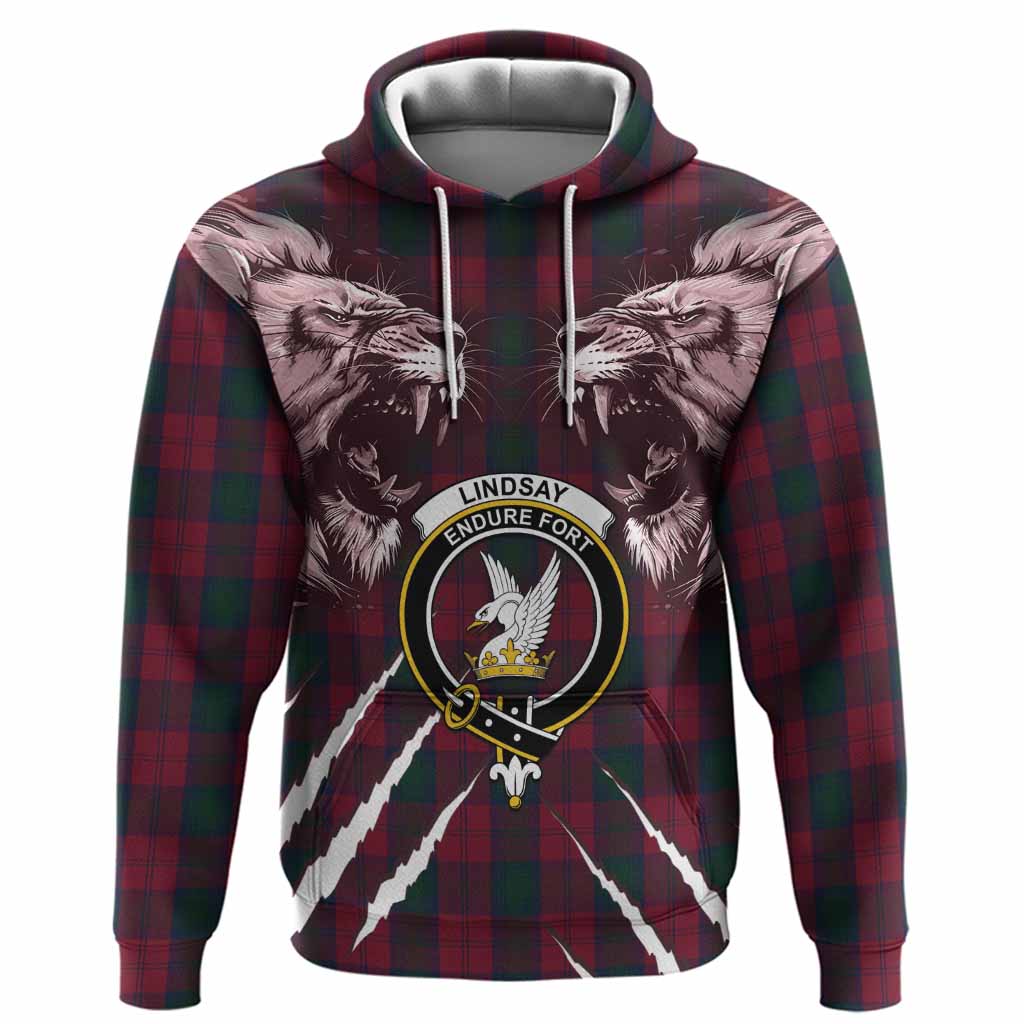 Lindsay Tartan Crest Hoodie Ferocious Lion Style