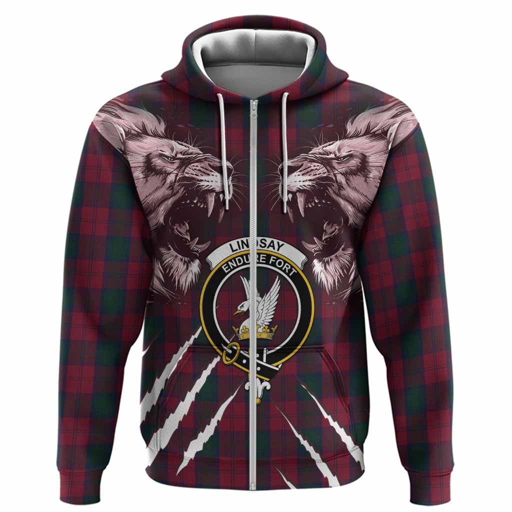 Lindsay Tartan Crest Hoodie Ferocious Lion Style