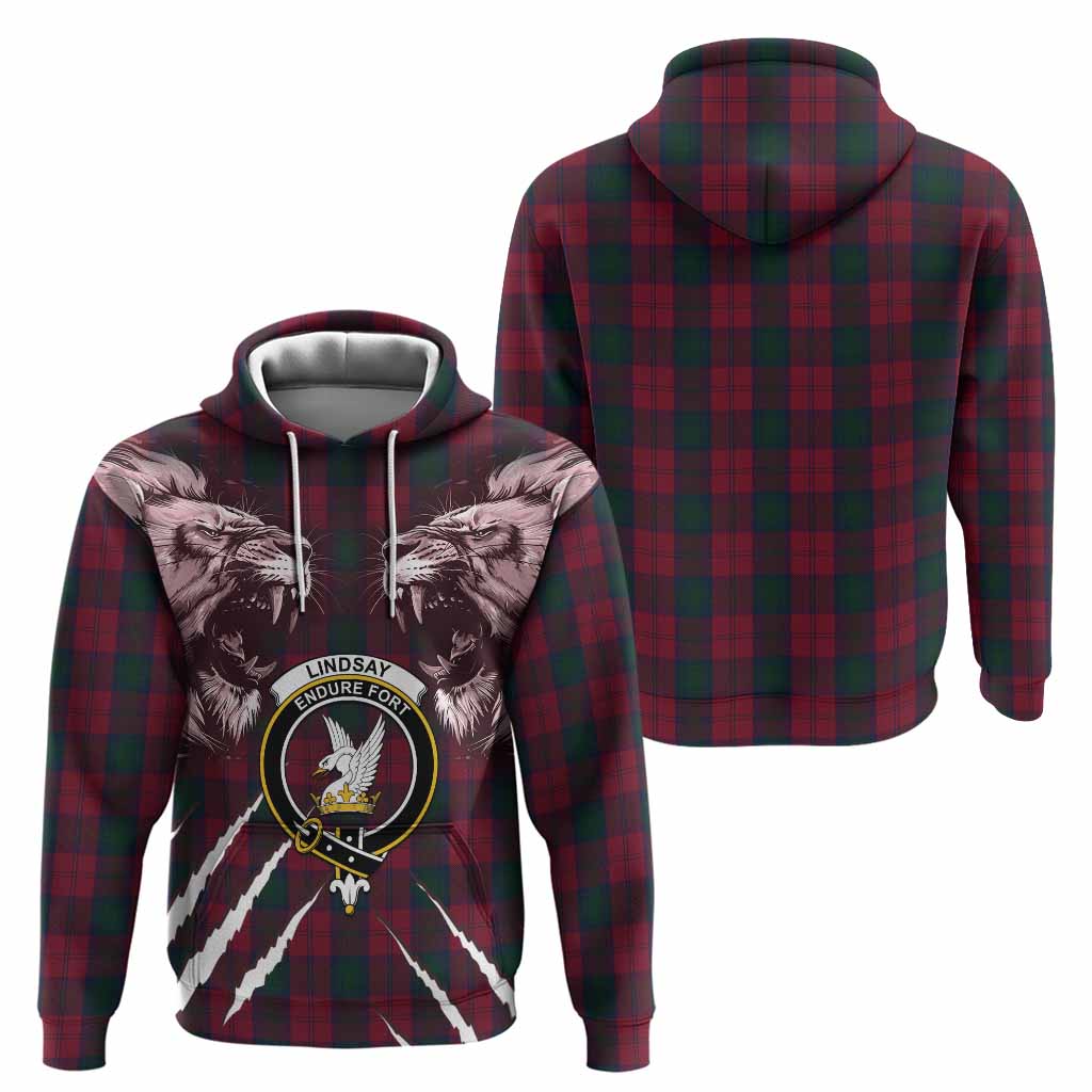 Lindsay Tartan Crest Hoodie Ferocious Lion Style