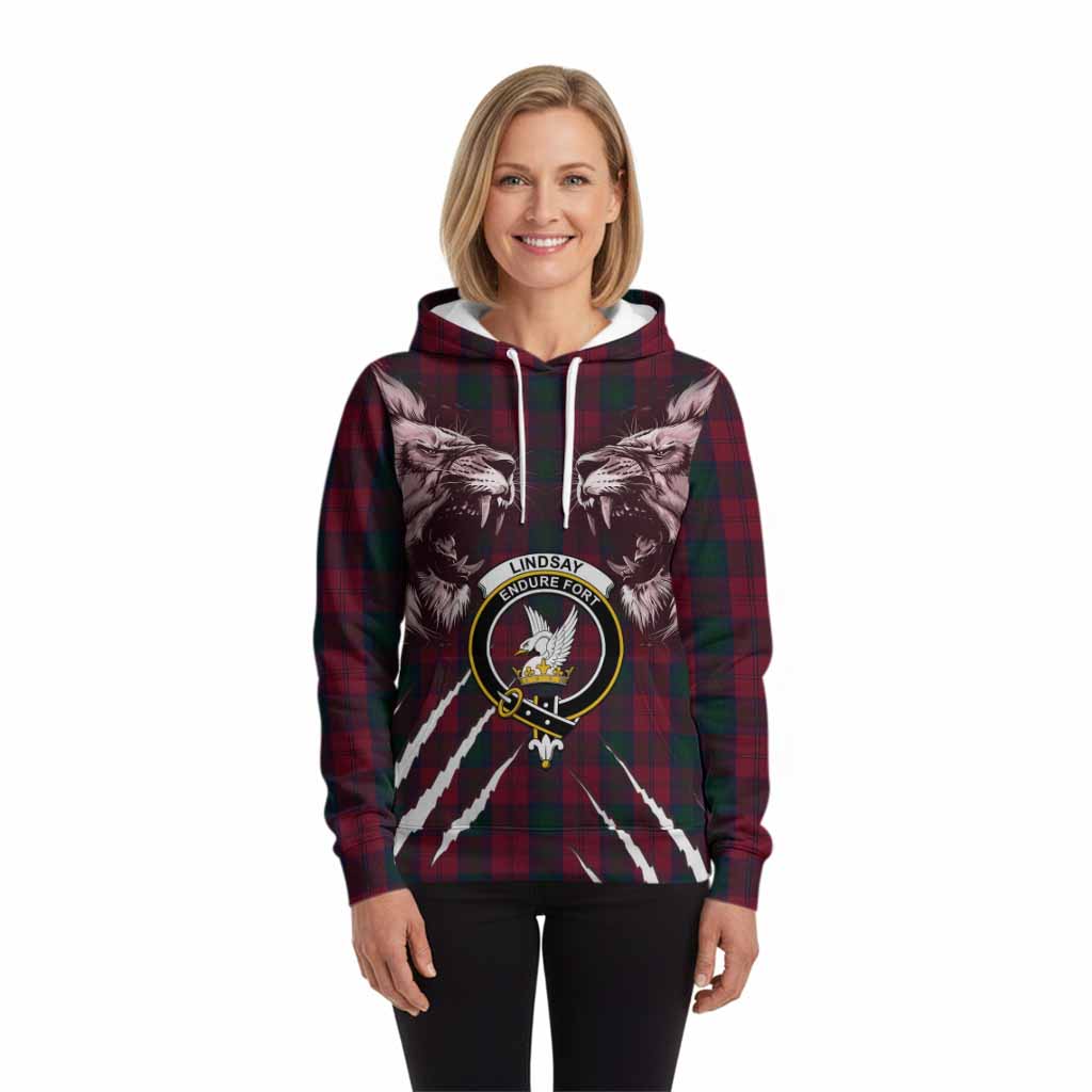 Lindsay Tartan Crest Hoodie Ferocious Lion Style