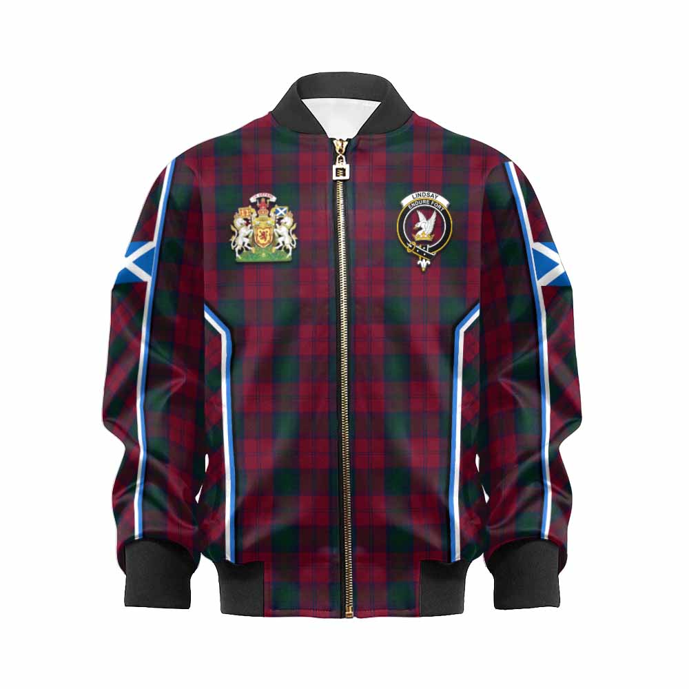 Lindsay Tartan Crest Kid Bomber Jacket Scotland Coat of Arm Flag Style - Tartan Vibes Clothing