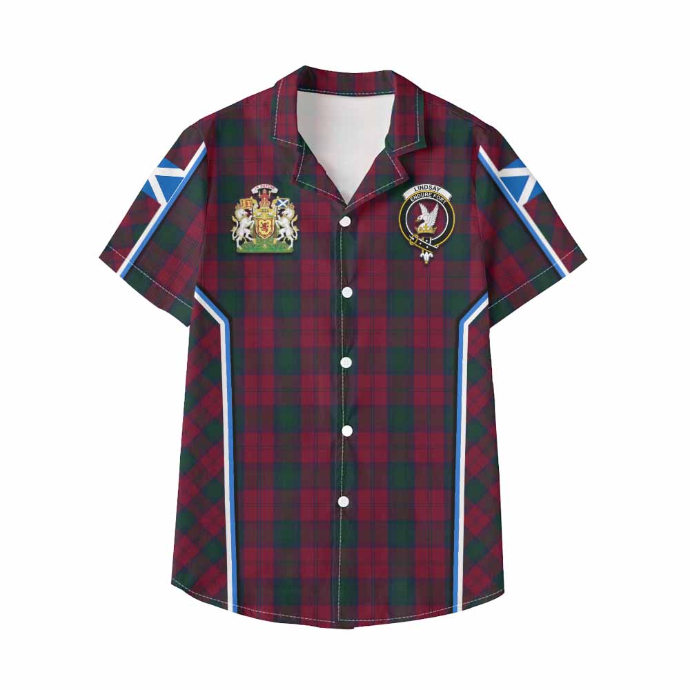 Lindsay Tartan Crest Kid Hawaiian Shirt Scotland Coat of Arm Flag Style - Tartan Vibes Clothing
