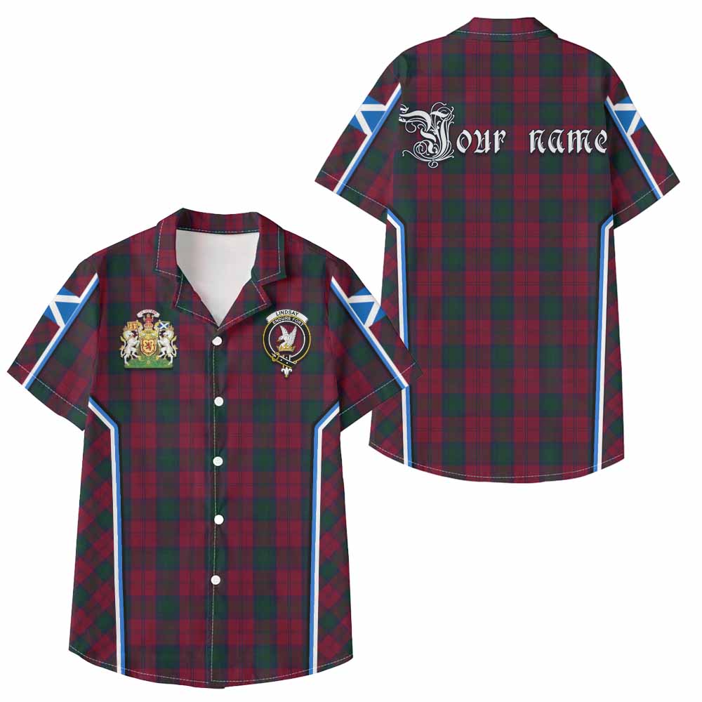 Lindsay Tartan Crest Kid Hawaiian Shirt Scotland Coat of Arm Flag Style - Tartan Vibes Clothing