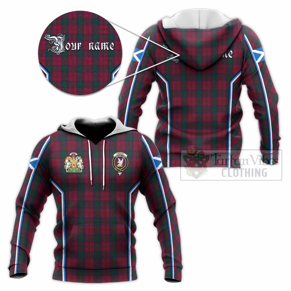Lindsay Tartan Crest Knitted Hoodie Scotland Coat of Arm Flag Style - Tartan Vibes Clothing