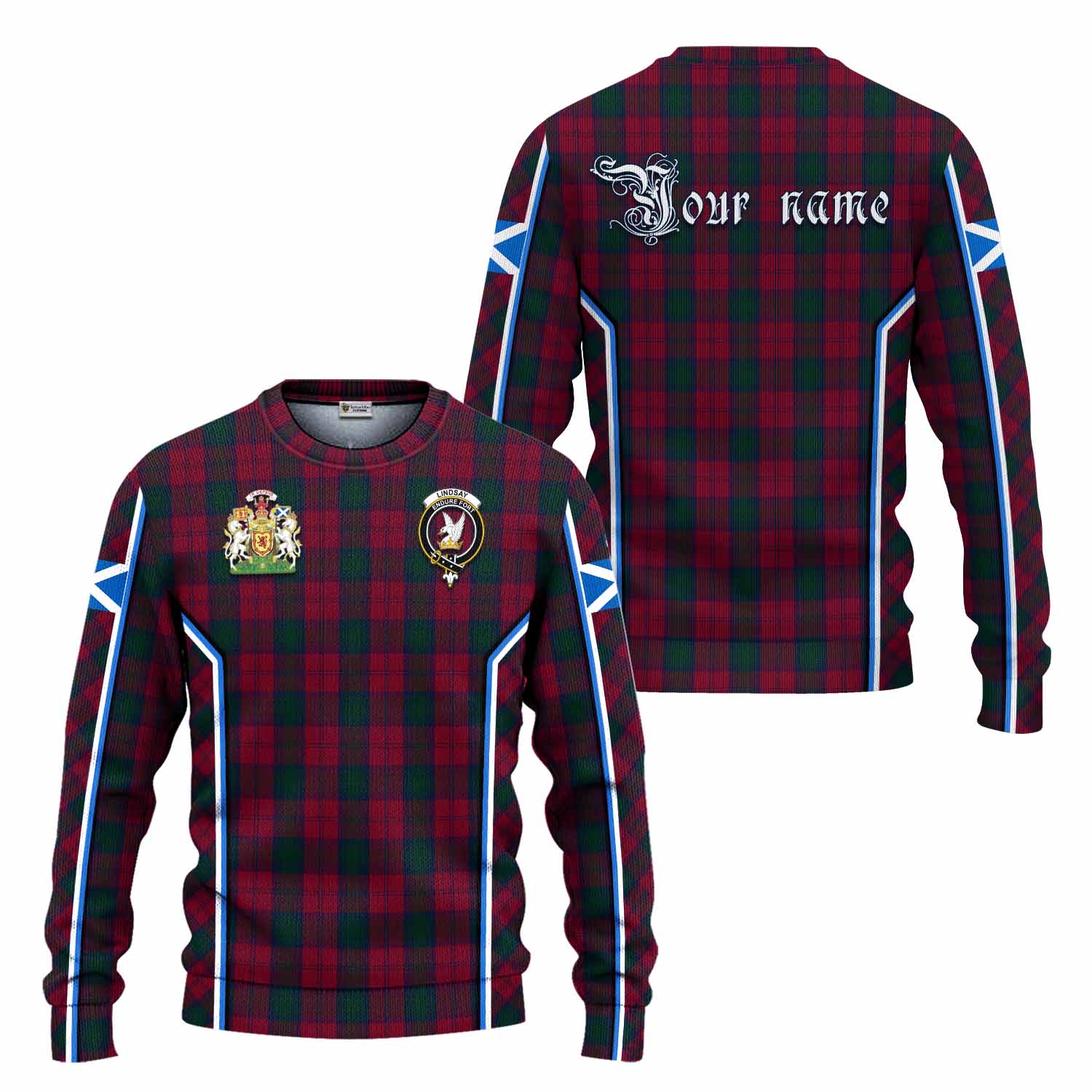 Lindsay Tartan Crest Knitted Sweater Scotland Coat of Arm Flag Style - Tartan Vibes Clothing