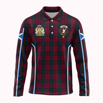 Lindsay Tartan Crest Long Sleeve Polo Shirt Scotland Coat of Arm Flag Style