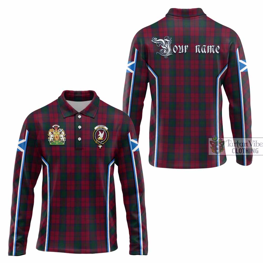 Lindsay Tartan Crest Long Sleeve Polo Shirt Scotland Coat of Arm Flag Style - Tartan Vibes Clothing