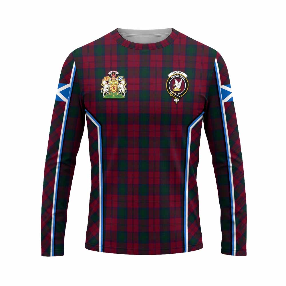 Lindsay Tartan Crest Long Sleeve T-Shirt Scotland Coat of Arm Flag Style - Tartan Vibes Clothing