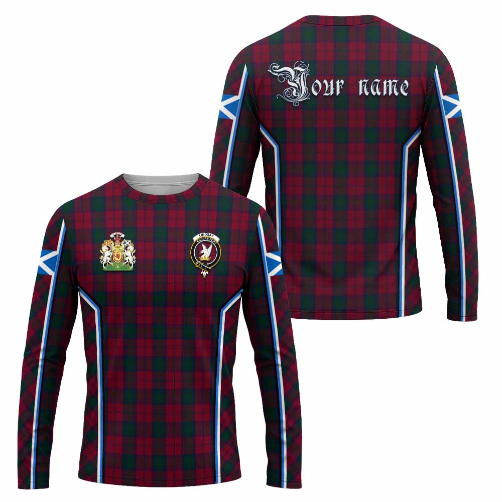 Lindsay Tartan Crest Long Sleeve T-Shirt Scotland Coat of Arm Flag Style - Tartan Vibes Clothing