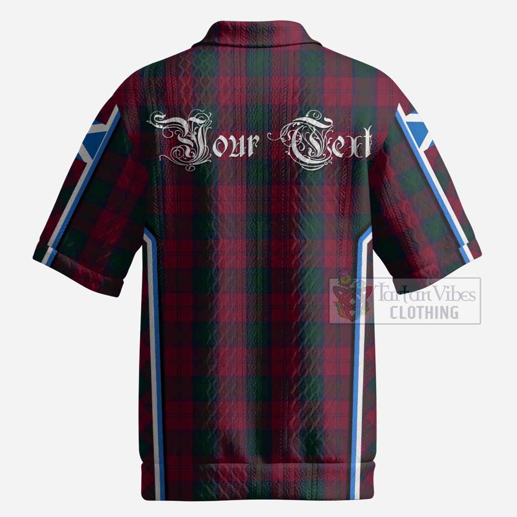 Lindsay Tartan Crest Men’s Polo Sweater Top Scotland Coat of Arm Flag Style