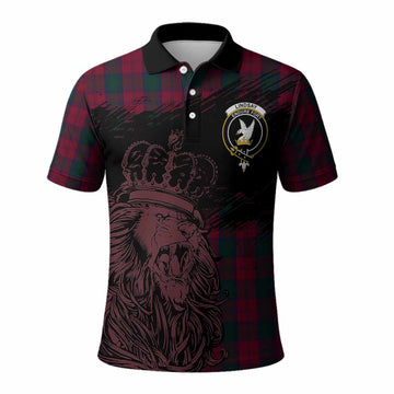 Lindsay Tartan Crest Polo Shirt Crowned Lion Heritage Style