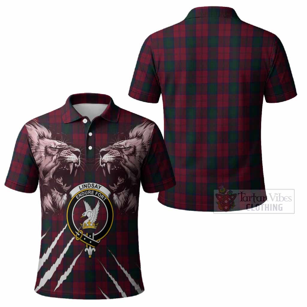 Lindsay Tartan Crest Polo Shirt Ferocious Lion Style