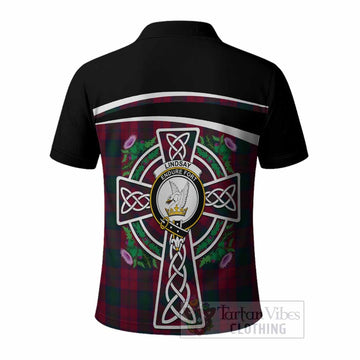 Lindsay Tartan Crest Polo Shirt Scottish Thistle Celtic Cross Alba Gu Brath