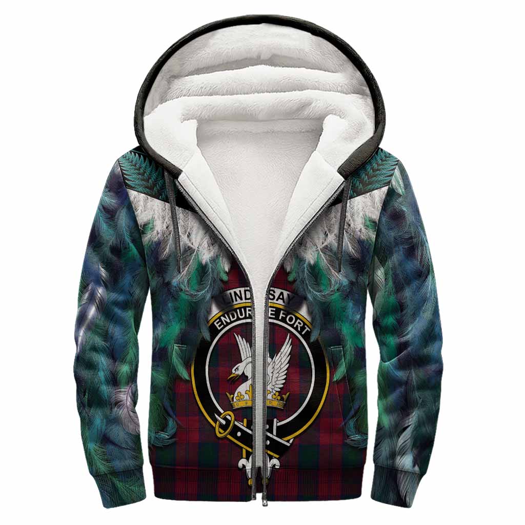 Lindsay Tartan Crest Sherpa Hoodie New Zealand Maori Korowai Cloak