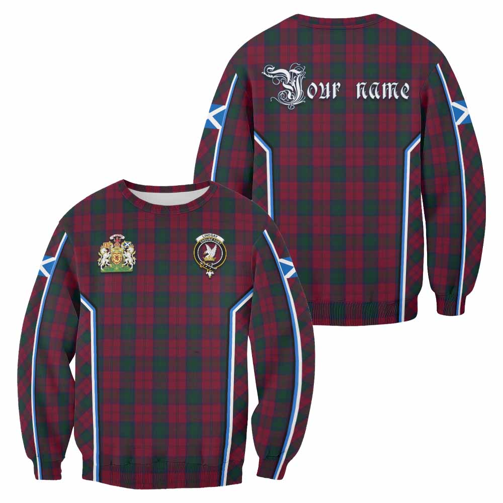 Lindsay Tartan Crest Sweatshirt Scotland Coat of Arm Flag Style - Tartan Vibes Clothing