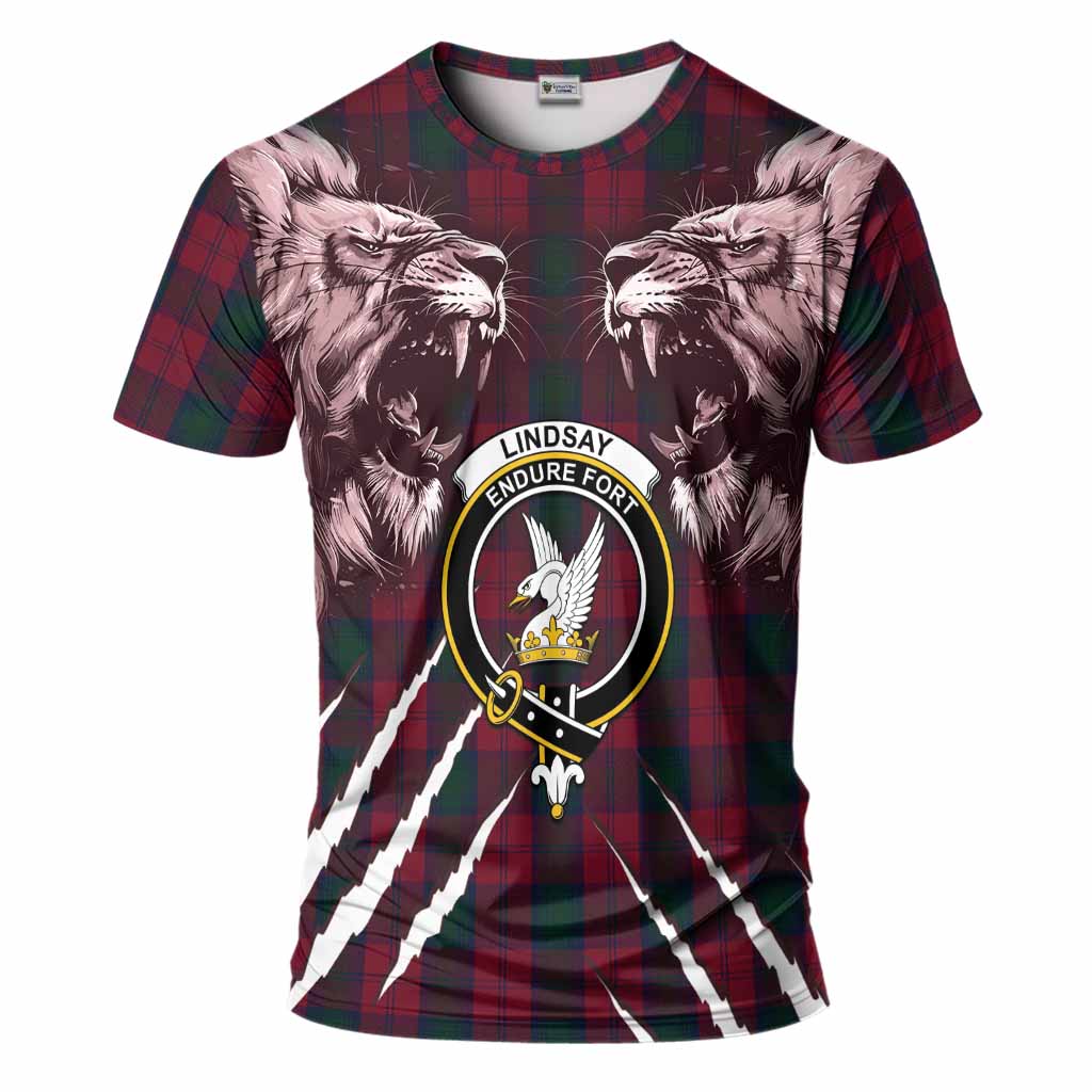 Lindsay Tartan Crest T-Shirt Ferocious Lion Style