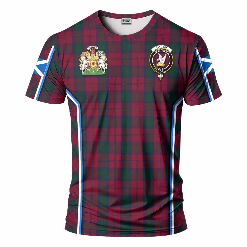 Lindsay Tartan Crest T-shirt Scotland Coat of Arm Flag Style - Tartan Vibes Clothing