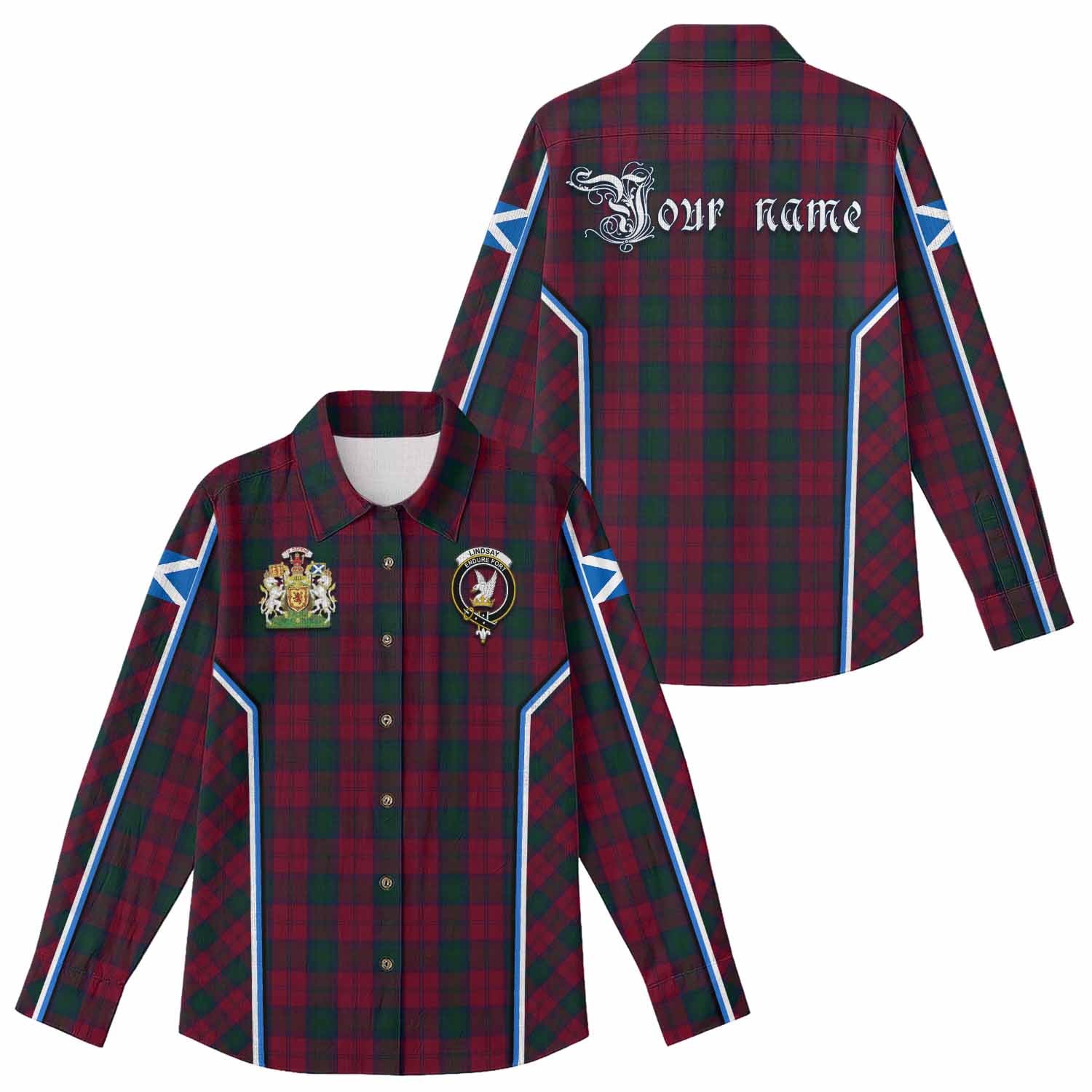 Lindsay Tartan Crest Women Casual Shirt Scotland Coat of Arm Flag Style - Tartan Vibes Clothing