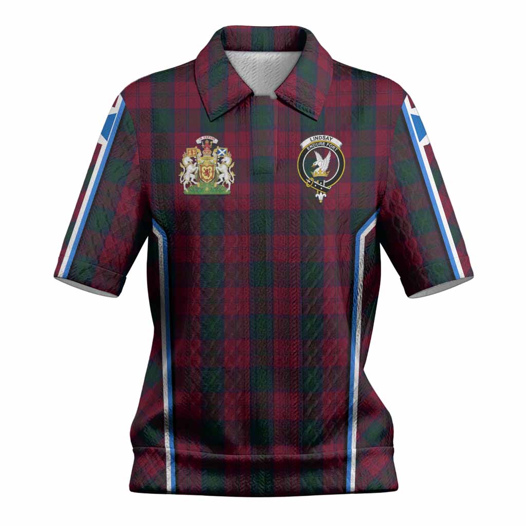Lindsay Tartan Crest Women’s Polo Sweater Top Scotland Coat of Arm Flag Style