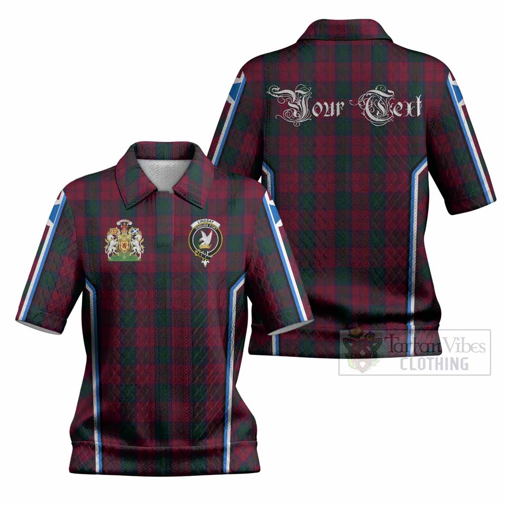 Lindsay Tartan Crest Women’s Polo Sweater Top Scotland Coat of Arm Flag Style
