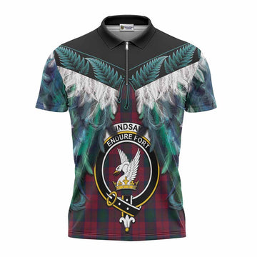Lindsay Tartan Crest Zipper Polo Shirt New Zealand Maori Korowai Cloak