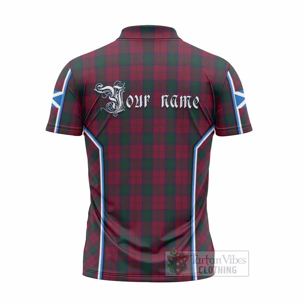 Lindsay Tartan Crest Zipper Polo Shirt Scotland Coat of Arm Flag Style - Tartan Vibes Clothing