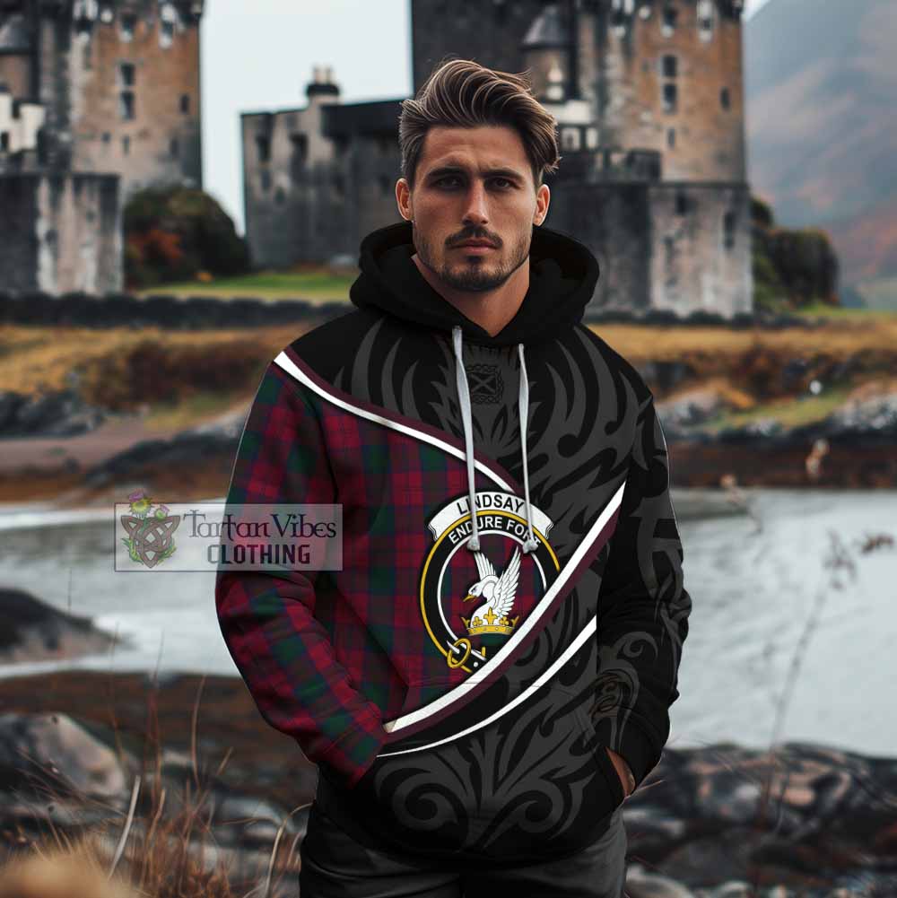 Lindsay Tartan Family Crest Cotton Hoodie Celtic Scottish Thistle Floral - Tartan Vibes Clothing