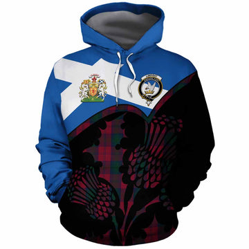 Lindsay Tartan Family Crest Cotton Hoodie Scotland Thistle Floral Flag Style