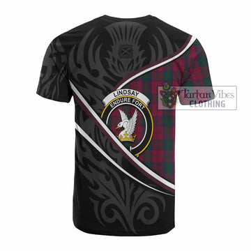Lindsay Tartan Family Crest Cotton T-shirt Celtic Scottish Thistle Floral - Tartan Vibes Clothing