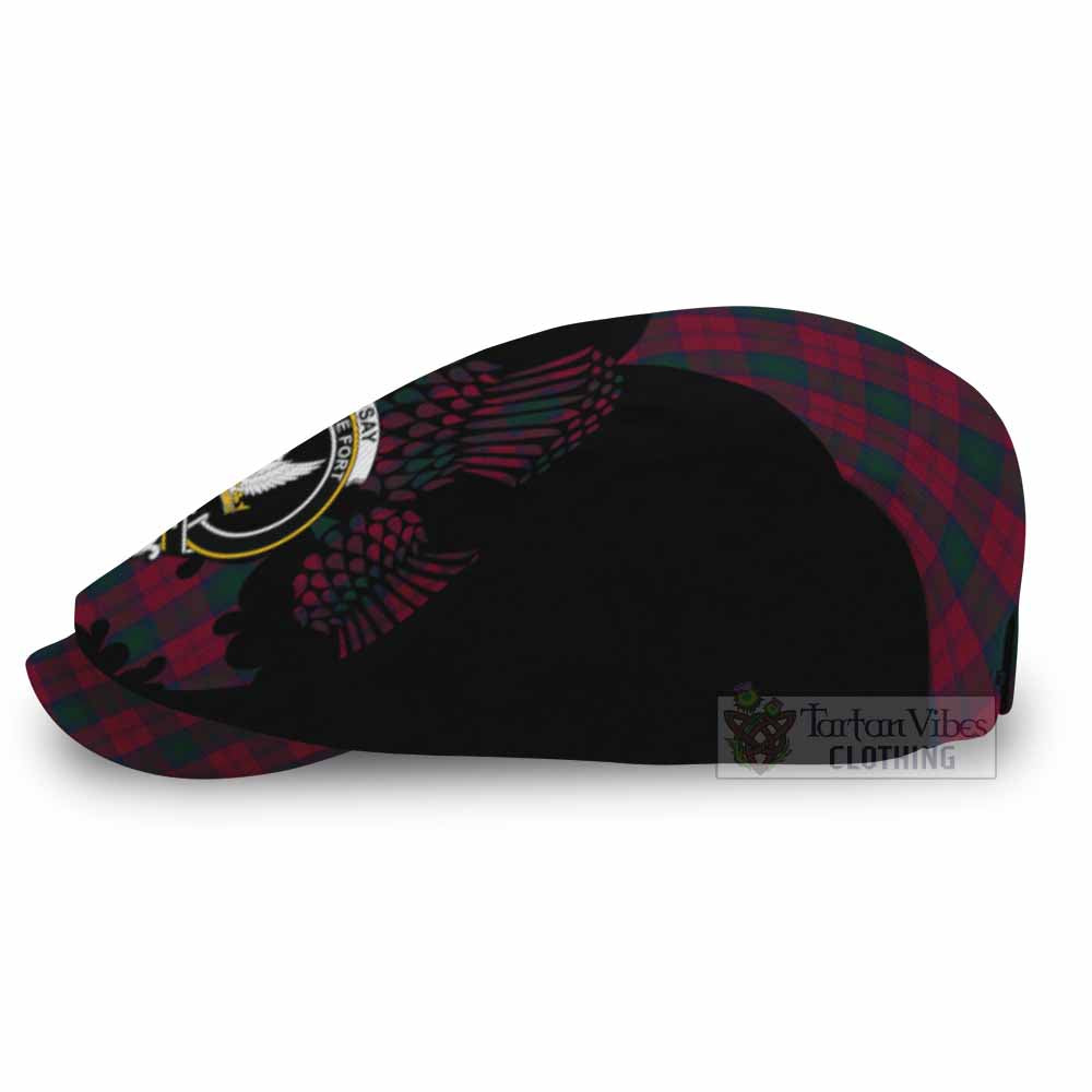 Lindsay Tartan Family Crest Flat Cap, Jeff Cap Scotland Thistle Floral