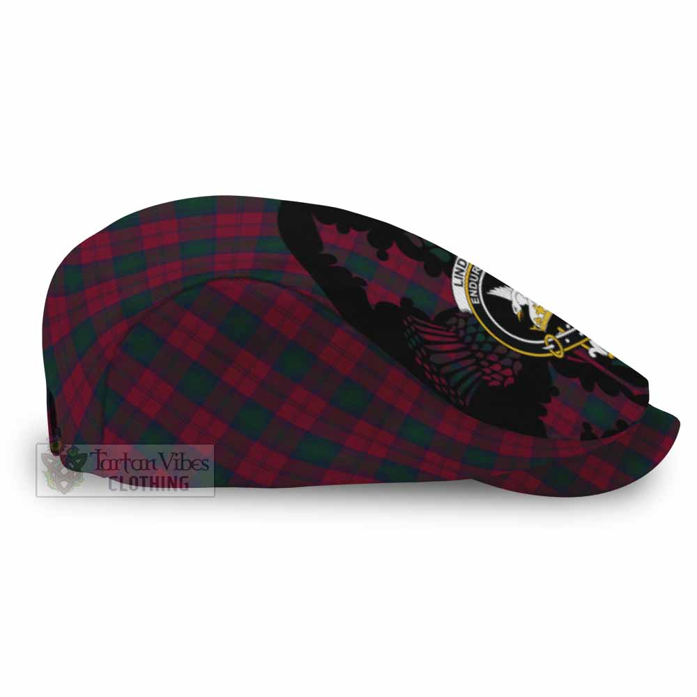 Lindsay Tartan Family Crest Flat Cap, Jeff Cap Scotland Thistle Floral
